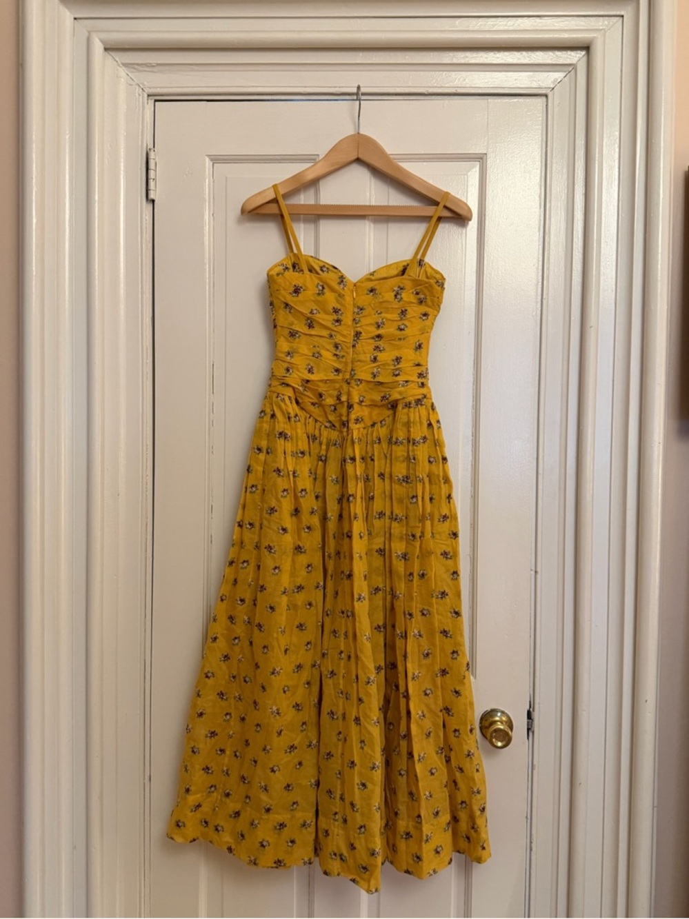 Tory Burch Garden Rose Embroidered Dress - Mustard